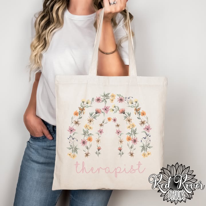 Therapist Floral Rainbow Tote