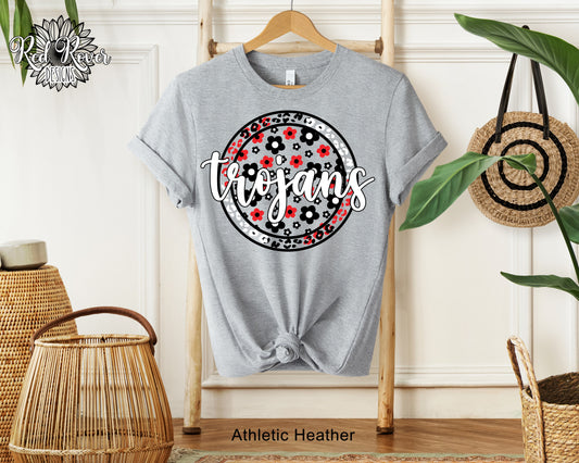 Floral Leopard Trojans RED WHITE BLACK