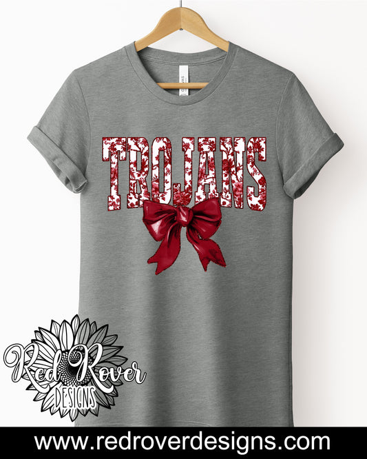 Maroon Trojans Toile Bow