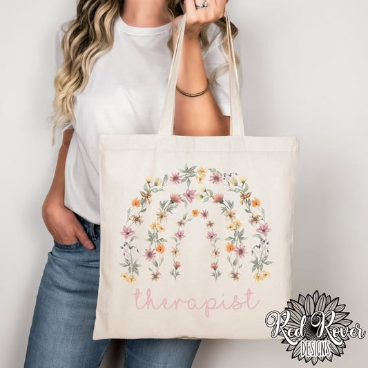 Therapist Floral Rainbow Tote
